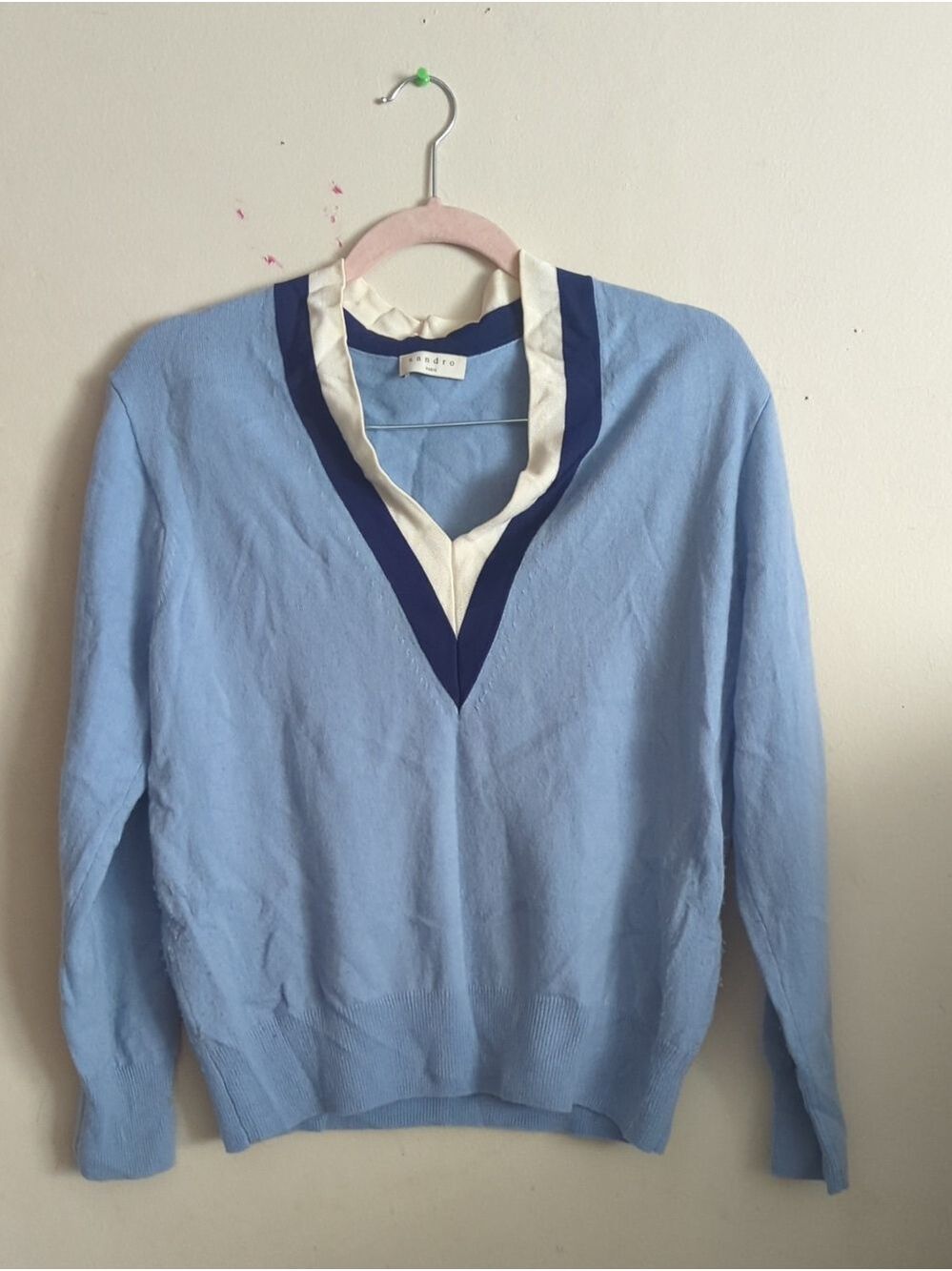 Sandro Wool And Cashmere Blend V-Neck Sweater - Picture 5 of 9